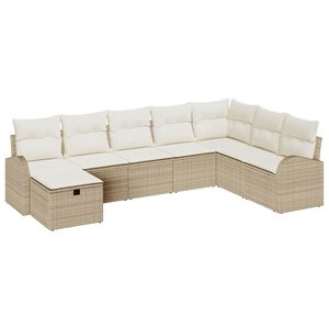 vidaXL Tuin Sofa Set met kussen met opslag 8 pcs Beige Poly riet