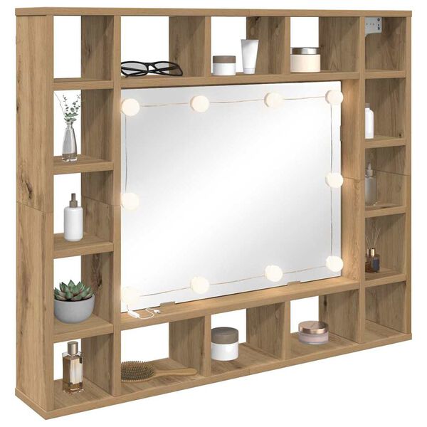 vidaXL Spiegelkast Artisan Eiken 91 x 15 x 76,5 cm Bewerkt hout