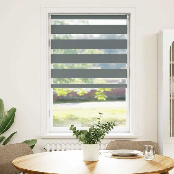 vidaXL Zebra rolgordijn 90x150 cm stofbreedte 85,9 cm donkergrijs