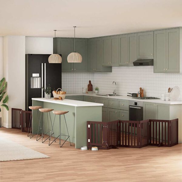 vidaXL Hondenhek inklapbaar 9 panelen 450 cm populierenhout bruin