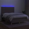 vidaXL Boxspring met matras en LED stof taupe 140x190 cm