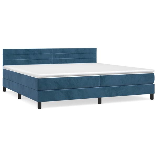 vidaXL Boxspring met matras fluweel donkerblauw 200x200 cm