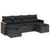 vidaXL 6-delige Loungeset met kussens poly rattan zwart