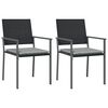 vidaXL Tuinstoelen 2 st met kussens 54x62,5x89 cm poly rattan zwart