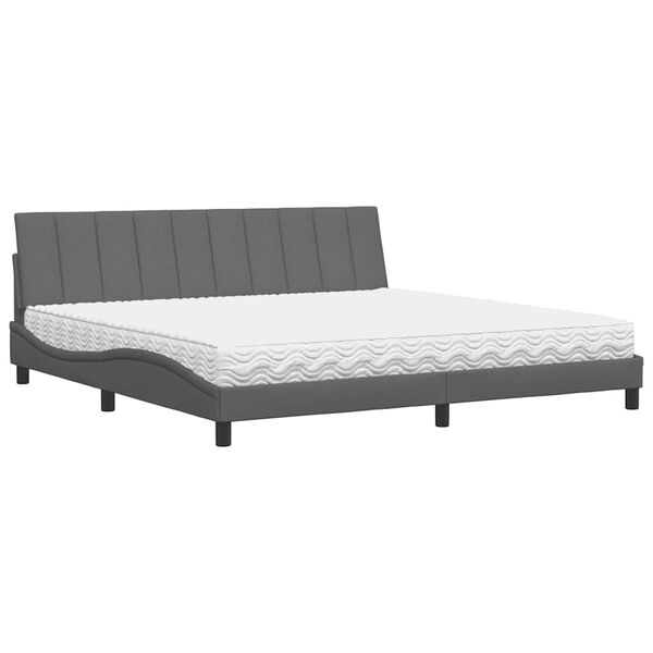 vidaXL Bed met matras "Hanko" stof donkergrijs 200x200 cm