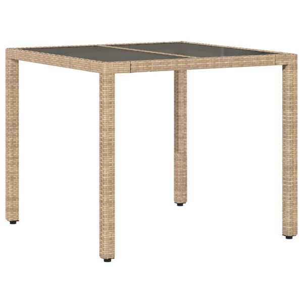 vidaXL 3-delige Tuinset met kussens poly rattan en glas beige
