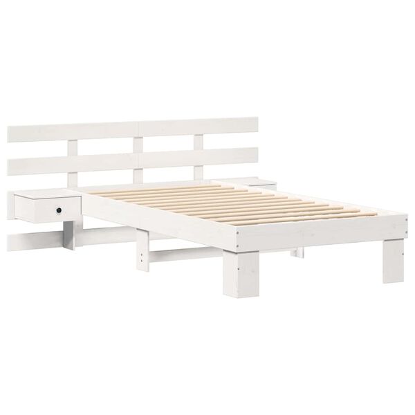vidaXL Bedframe met hoofdeinde Wit 90 x 200 cm Massief grenenhout
