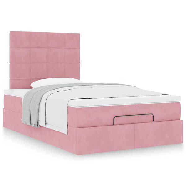 vidaXL Ottoman bed met matrassen 120x190cm fluweel roze