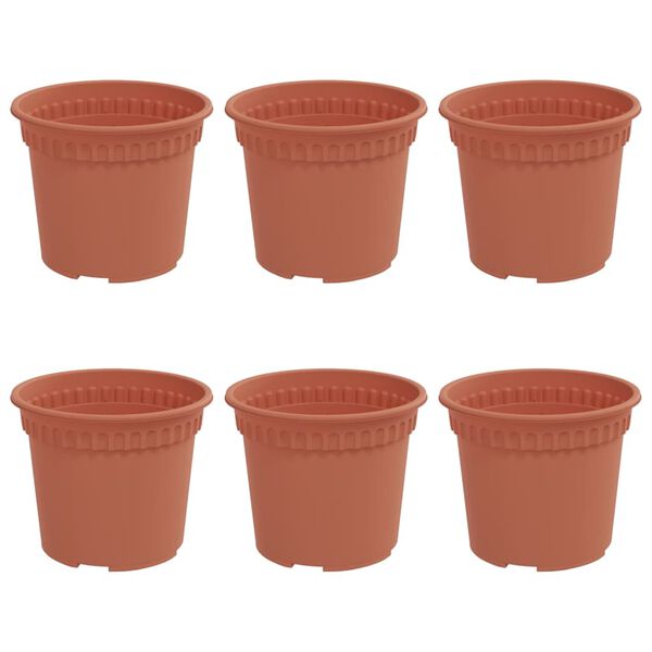 vidaXL Ronde Bloempot 6 pcs Baksteenrood &Oslash; 12,5 x 10 cm Kunststof