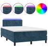 vidaXL Boxspring met matras en LED fluweel donkerblauw 120x200 cm