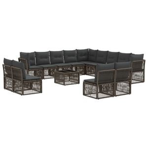 vidaXL Tuinbankenset 14 st Grijs poly rattan