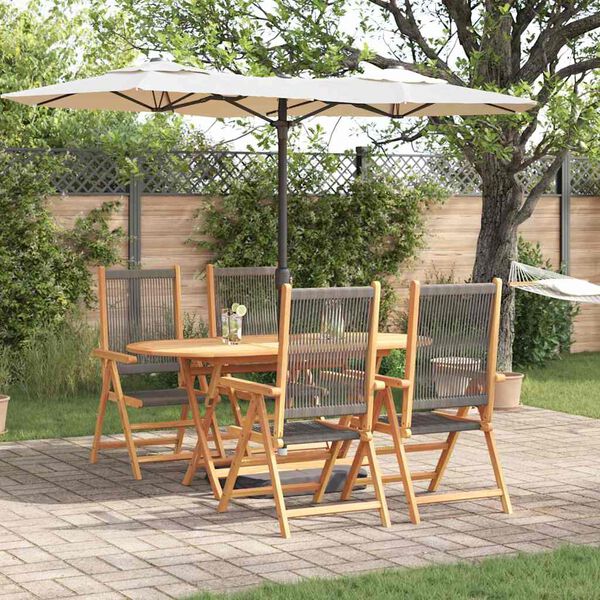 vidaXL Tuin eettafelset 5 pcs Grijs Massief Acaciahout