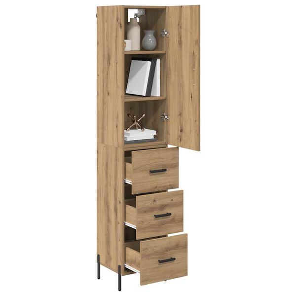 vidaXL Highboard Artisan Eiken 34,5 x 34 x 180 cm Bewerkt hout