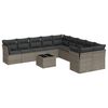 vidaXL 11-delige Loungeset met kussens poly rattan grijs