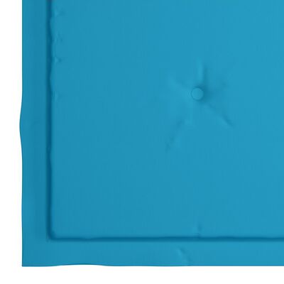 vidaXL Tuinstoelen 3 st met blauwe kussens massief teakhout
