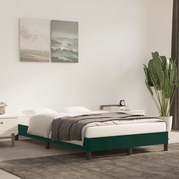 vidaXL Bedframe zonder matras 120x190 cm fluweel donkergroen