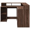 vidaXL Bureau met LED-verlichting 130x130x91 cm hout bruin eikenkleur