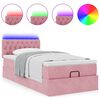 vidaXL Bed poef met matras en LED's 80x200 cm fluweel roze