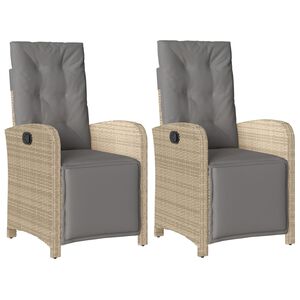 vidaXL Tuinstoelen 2 st verstelbaar voetensteun poly rattan beige mix