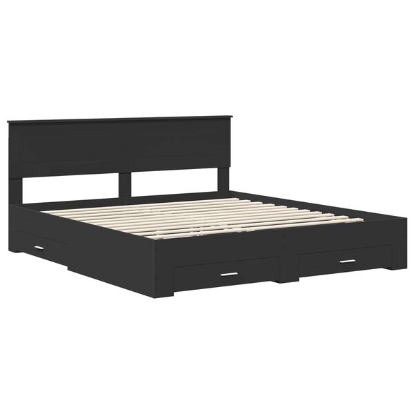 vidaXL Bedframe met lade Zwart en Zilver 200 x 200 cm Bewerkt hout