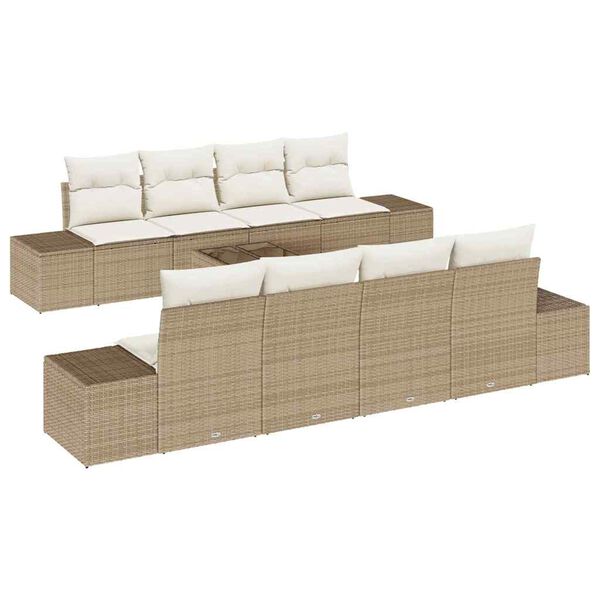 vidaXL Tuin Sofa Set met kussen 8 pcs Beige en Cr&egrave;me poly rattan