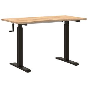 vidaXL Bureau Zwart en natuurlijk 120 x 60 cm Massief Eikenhout