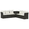 vidaXL Bankstel 7 pcs Zwart en Cream Wit Poly Rattan en Staal