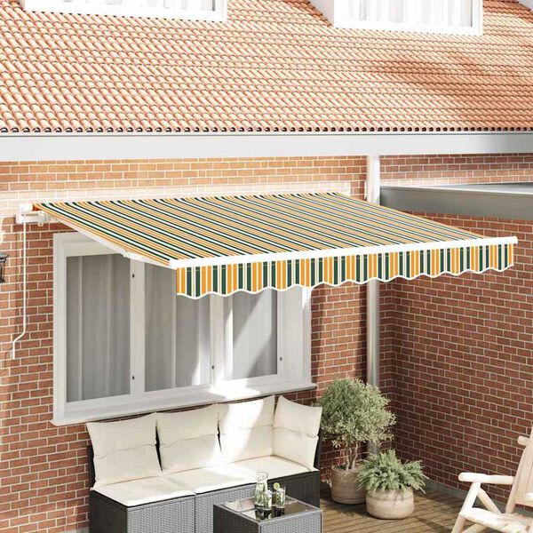 vidaXL Vervangingsdoek voor zonnescherm Groen en geel 300 x 250 cm