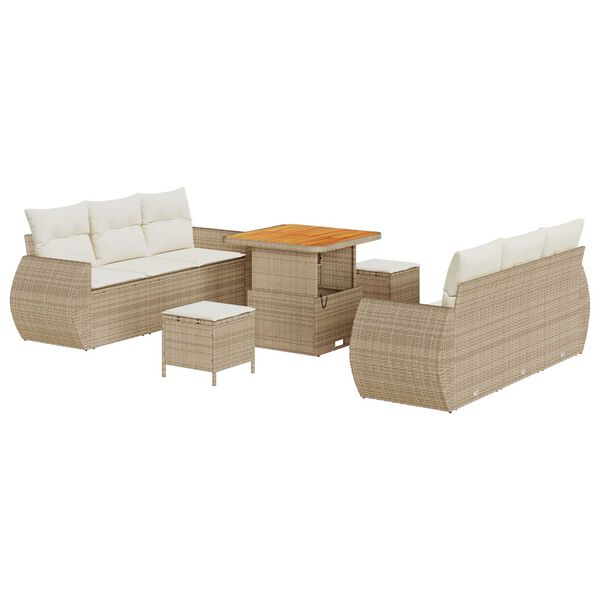 vidaXL Tuin Sofa Set met kussen 9 pcs Beige en Cr&egrave;me poly rattan