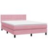 vidaXL Boxspring met matras fluweel roze 160x210 cm
