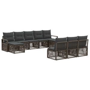 vidaXL Tuinbankenset 10 st 10-zits Grijs poly rattan