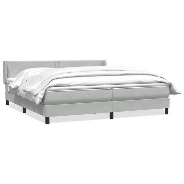 vidaXL Boxspring met matras fluweel lichtgrijs 180x210 cm