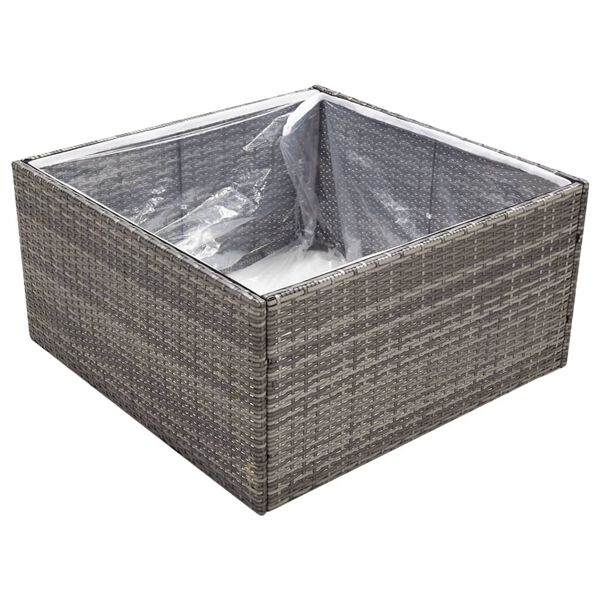 vidaXL Plantenbak 80x80x40 cm poly rattan grijs