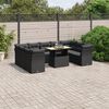 vidaXL 10-delige Loungeset met kussens poly rattan zwart