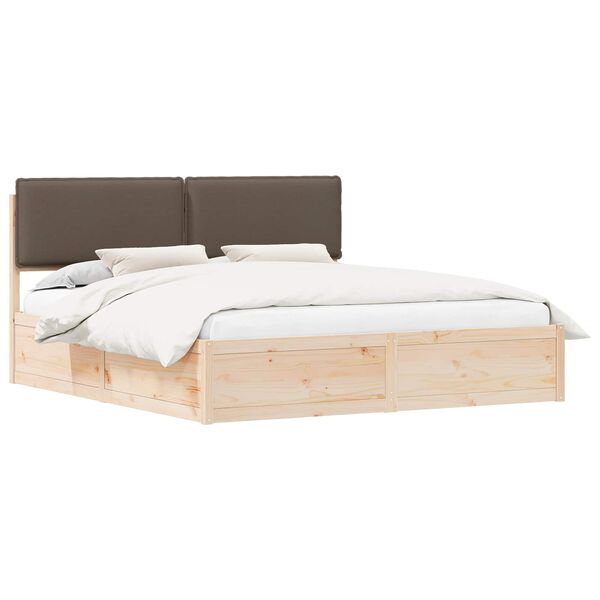 vidaXL Bedframe met Gevoerd Hoofdgedeelte Taupe 200 x 200 cm
