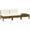 vidaXL 3-delige Loungeset met cr&egrave;mekleurige kussens massief grenenhout