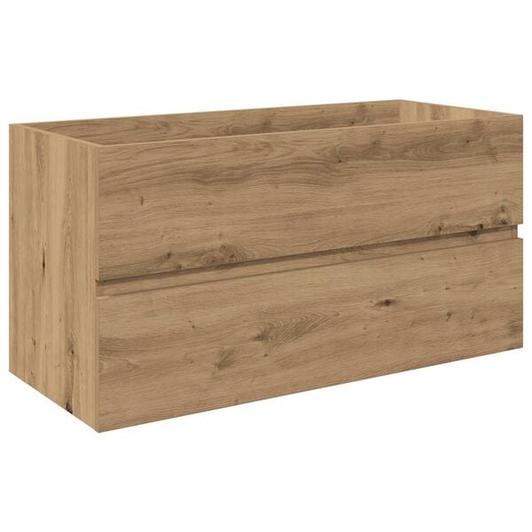 vidaXL Wastafelkast met ingebouwde wasbak en kraan artisanaal eiken