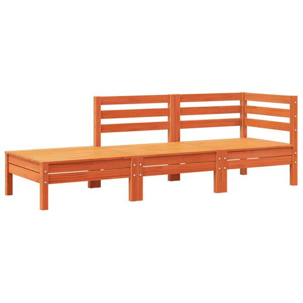 vidaXL Tuinbank met kussens en voetenbank massief grenenhout