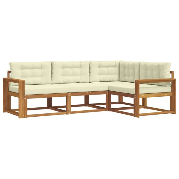 vidaXL Buiten bankenset met kussen 4 pcs Natuurlijk en Cr&egrave;me