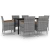 vidaXL 7-delige Tuinset met kussens poly rattan en glas