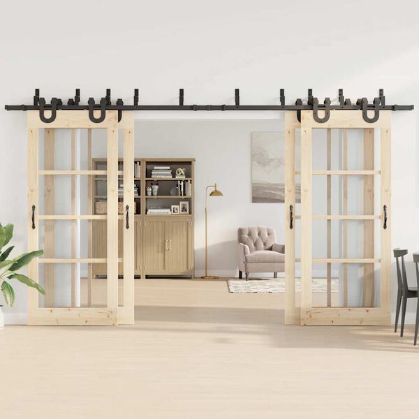 vidaXL Doos met onderdelen voor schuifdeur 400 cm staal zwart