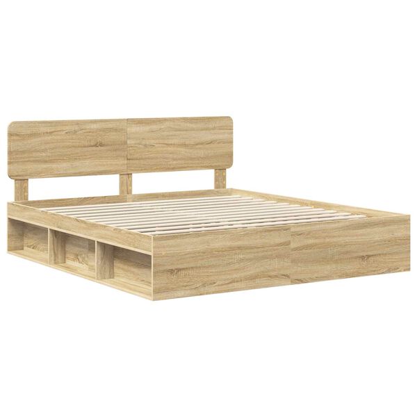 vidaXL Bedframe met hoofdeinde Sonoma 200 x 200 cm Massief grenenhout