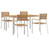 vidaXL Tuin eettafelset 5 pcs Massief Acacia Hout en Roestvrijstaal