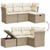 vidaXL 4-delige Loungeset met kussens poly rattan beige
