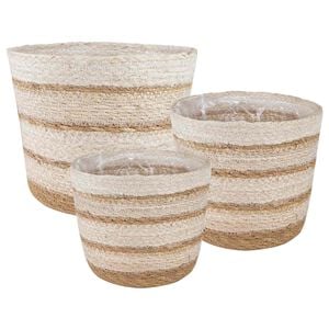 vidaXL 3 st Natuurlijk, Wit en Beige &Oslash;26 x 19 cm 100% Zeegras