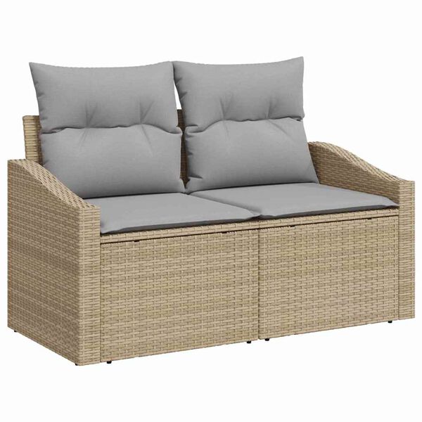 vidaXL Tuin Sofa Set met opslag 8 pcs Beige Poly riet