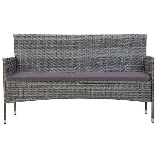 vidaXL 5-delige Loungeset met kussens poly rattan grijs