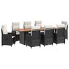 vidaXL Buiten eettafelset 9 st Zwart en Cream Wit poly rattan