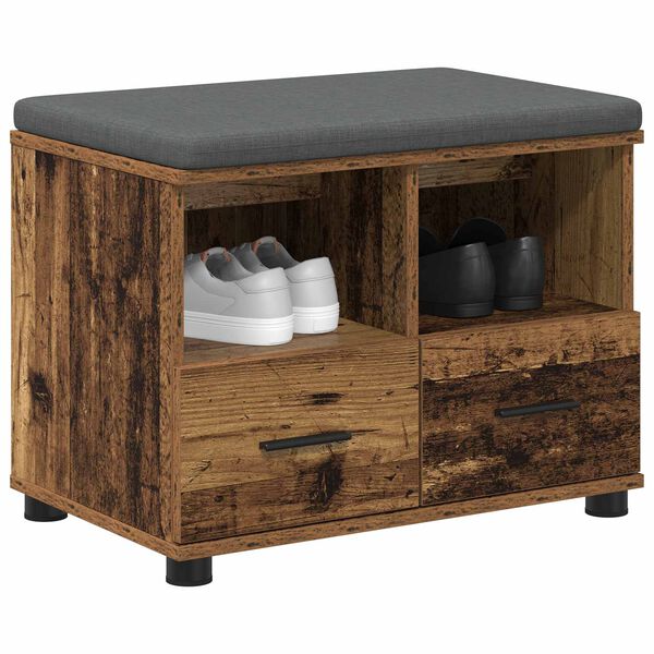 vidaXL Halbank Oudhout 60 x 38 x 46 cm Spaanplaat en Bekledingsstof