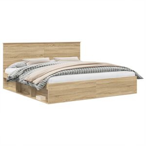 vidaXL Bedframe Sonoma Eiken 200 x 200 cm Massief grenenhout